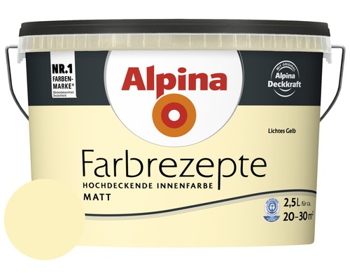 Alpina Wandfarbe Farbrezepte Lichtes Gelb 2,5 l Alpina Wandfarbe Farbrezepte Lichtes Gelb 2,5 l