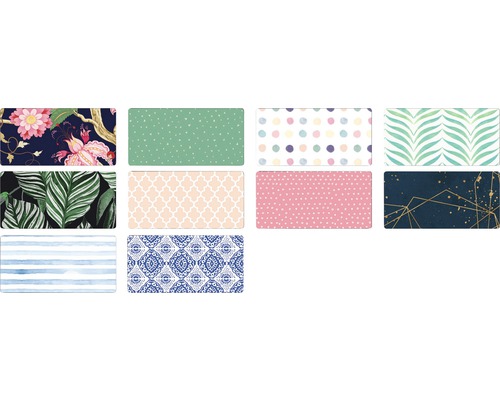 Auswahl an Schreibtischunterlagen mit unterschiedlichen Mustern