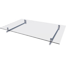 Glasvordach mit Metallhalterungen