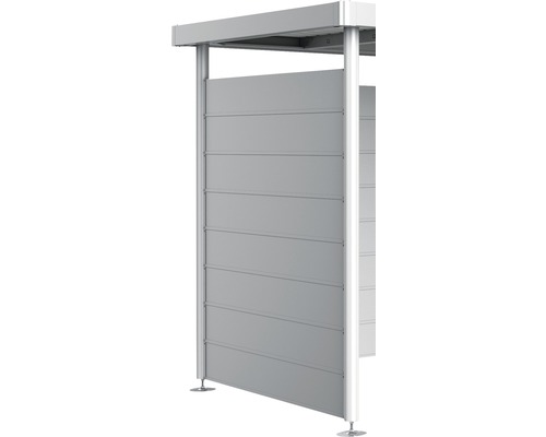 Seitenwand Biohort für Seitendach zu Gartenhaus HighLine H3 silber-metallic Sichtschutzelement für den Außenbereich mit horizontalen Lamellen