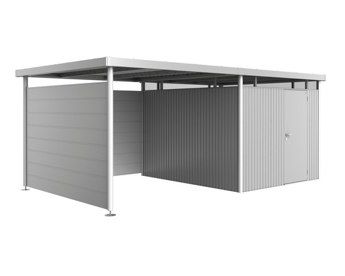 Seitenwand Biohort für Seitendach zu Gartenhaus HighLine H5 silber-metallic Fahrradgarage mit Tür und offener Seite