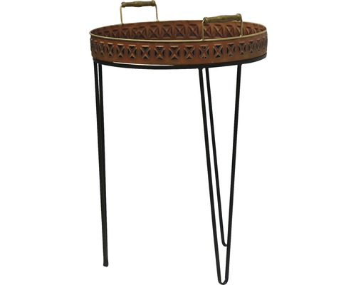 Ovaler Beistelltisch mit Griffen und schwarzem Metallgestell