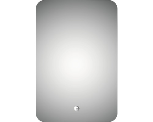 Rechteckiger Spiegel mit abgerundeten Ecken und Touch-Sensor