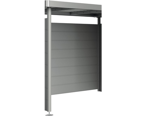 Rückwand Biohort für Seitendach zu Gartenhaus HighLine H2-H5 quarzgrau-metallic Überdachter Fahrradstand mit Seitenwänden.
