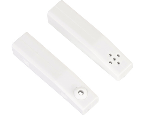 Zwei weiße Magnetkontakte für Alarmanlagen