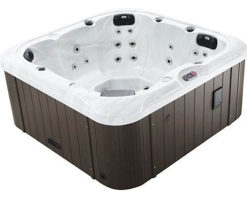 Quadratischer Whirlpool mit Holzverkleidung