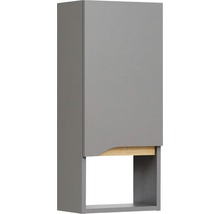 Grauer Hängeschrank mit offenem Fach für Badezimmer