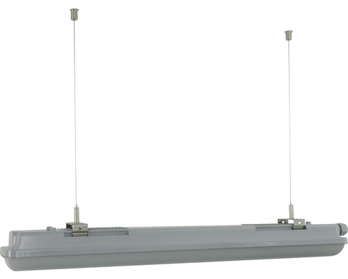 Feuchtraumleuchte mit Drahtseilaufhängung