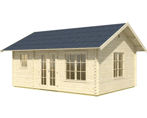 Holzgartenhaus mit Doppeltür und Fenstern