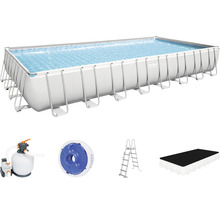 Rechteckiger Frame Pool mit Filterpumpe, Leiter, Skimmer und Poolunterlage