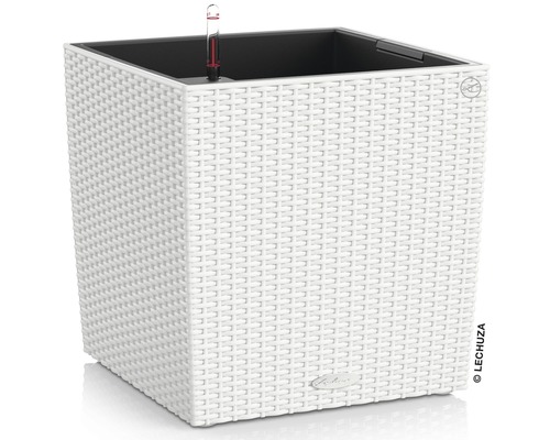Pflanzkübel Lechuza Cube Cottage Kunststoff 50x50x50 cm weiß inkl. Erdbewässerungssystem und Wasserstandsanzeiger