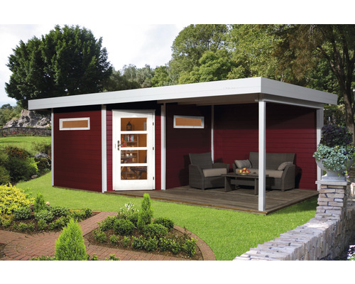 Lounge Haus weka Davos mit Fußboden und Lounge 586 x 278 cm schwedischrot