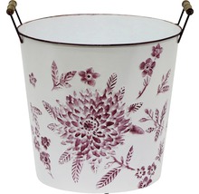 Blumentopf aus Metall mit Blumendesign und Holzgriffen