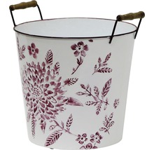 Dekorative Pflanzschale mit floralem Muster und Holzgriffen