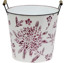 Blumentopf aus Metall mit Blumendekor und Griffen