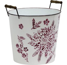 Dekorative Pflanzschale mit Blumenmuster und Holzgriffen