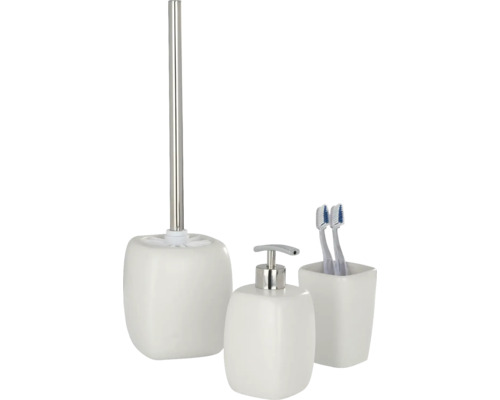 Badezimmer Set mit Seifenspender, Zahnbürstenhalter und Toilettenbürste