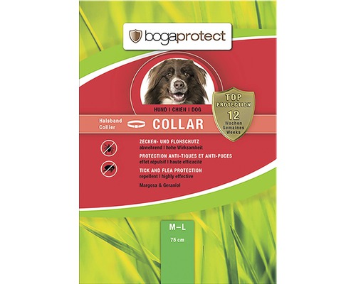 Zecken u. Flohband Bogaprotect für Hunde für Halsumfang bis 50-65 cm Abwehrend Bogaprotect Zecken- und Flohschutz Halsband für Hunde, Größe M-L, 75 cm