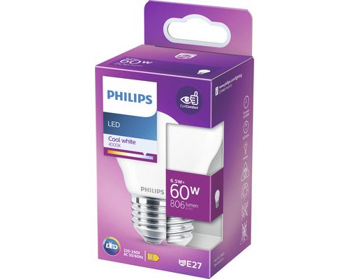 LED Lampe Philips E27/6,5W(60W) 806 lm 4000 K Tropfenform Neutralweiß