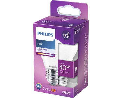 LED Lampe Philips E27/4,3W(40W) 470 lm 4000 K Tropfenform Neutralweiß