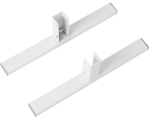 Zwei weiße Tischbeine aus Metall