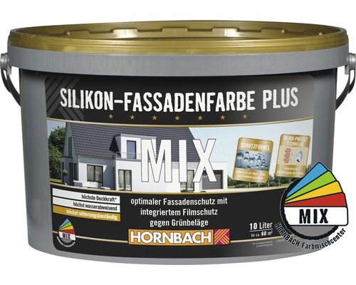 HORNBACH Silikonfarbe Silikon-Fassadenfarbe Plus im Wunschfarbton Basis A 10 l