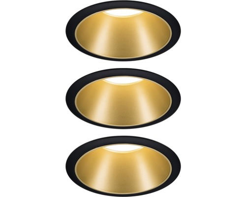 LED Einbauleuchten-Set IP44 dimmbar 3x6,5W 3x460 lm 2700 K warmweiß Cole schwarz gold Ø 80/88 mm 230V 3 Stück