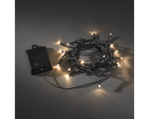 Lichterkette Konstsmide 1,9 m + 0,5 m Zuleitung 20 LEDs Lichtfarbe bernstein Batteriebetriebene Lichterkette mit kleinen, leuchtenden Glühbirnen