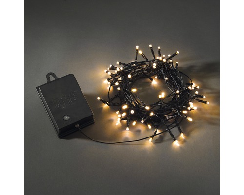 Lichterkette Konstsmide 7,9 m + 0,5 m Zuleitung 80 LEDs Lichtfarbe bernstein Batteriebetriebene Lichterkette mit warmweißen LED Lampen