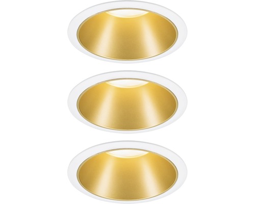 LED Einbauleuchten-Set IP44 dimmbar 3x6,5W 3x460 lm 2700 K warmweiß Cole weiß gold Ø 80/88 mm 230V 3 Stück