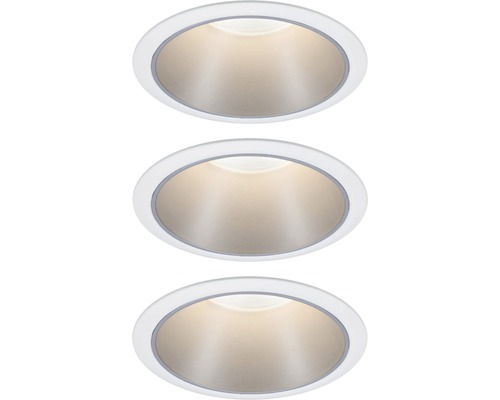 LED Einbauleuchten-Set IP44 dimmbar 3x6,5W 3x460 lm 2700 K warmweiß Cole weiß silber Ø 80/88 mm 230V 3 Stück
