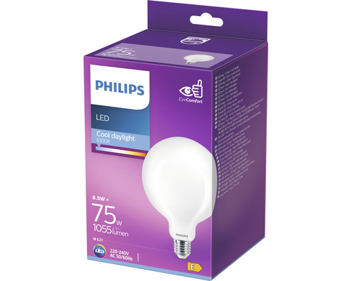 LED Lampe Philips E27/8,5W(60W) 1055 lm 6500 K Globeform Tageslichtweiß