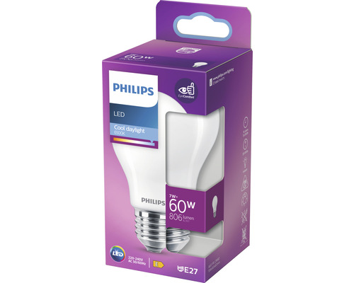LED Lampe Philips E27/7W(60W) 806 lm 6500 K Birnenform Tageslichtweiß