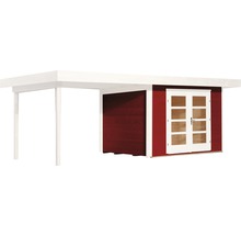 Gartenhaus weka Designhaus 126 B+ Gr. 1 hohes Durchgangsmaß 195 cm, mit Fußboden und Schleppdach 645 x 314 cm rot