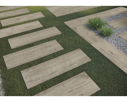 FLAIRSTONE Feinsteinzeug Terrassenplatte Wood Light Marone brown rektifizierte Kante 120 x 40 x 2 cm