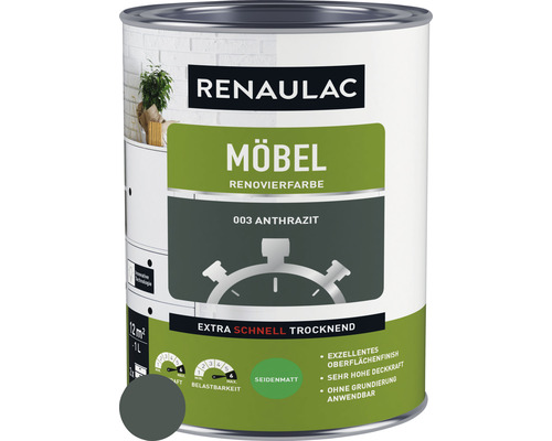 RENAULAC Möbellack seidenmatt anthrazit 1 L Renaulac Möbelfarbe Anthrazit Dose