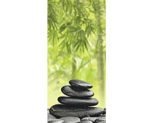 Duschrückwand Sanotechnik Sanowall 1000x2050x3 mm Wellness links Stapel aus Steinen mit Bambushintergrund