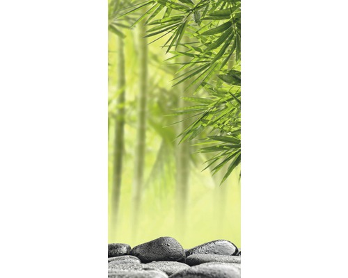 Duschrückwand Sanotechnik Sanowall 1000x2050x3 mm Wellness rechts Dekoratives Bild mit Bambusblättern und Steinen