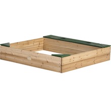 Quadratischer Sandkasten aus Holz mit Abdeckung