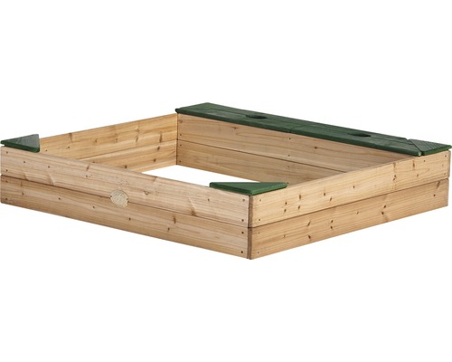 Quadratischer Sandkasten aus Holz mit Abdeckung