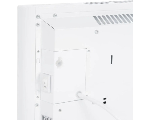 Detailansicht einer Heizung mit Schalter und Kabel