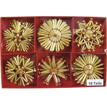 18-teiliges Set Strohsterne als Christbaumschmuck