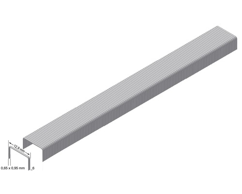 Drahtklammern mit den Maßen 0,65 x 0,95 Millimeter und 12,9 Millimeter Länge