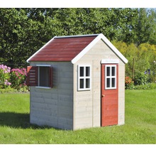Spielhaus Gecko Holz 120x120x155 cm natur-rot-weiß