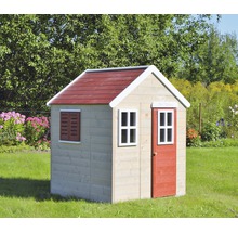 Spielhaus Gecko Holz 120x120x155 cm natur-rot-weiß