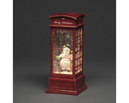 Lichtobjekt Weihnachten Konstsmide LED Wasserlaterne Telefonzelle Schneemann Schneekugel in einer Telefonzelle mit Schneemannfigur