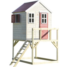 Spielhaus aus Holz mit Leiter und Plattform
