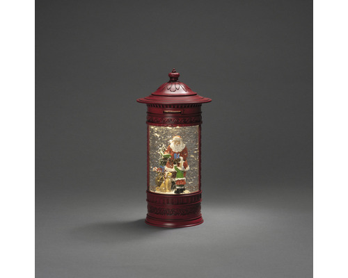 Dekorative Schneekugel in Form eines Briefkastens mit Weihnachtsmannmotiv