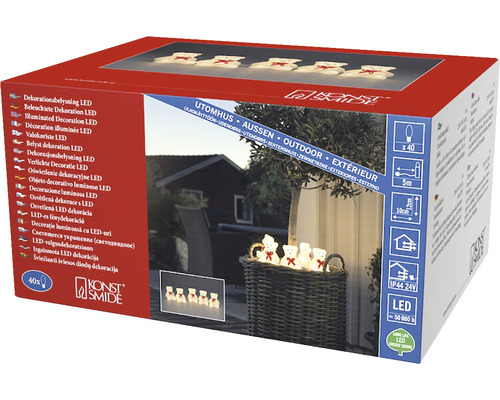 Verpackung einer LED Dekoration mit Teddybären für den Außenbereich