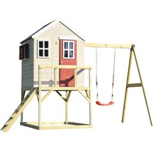 Spielhaus mit Schaukel aus Holz